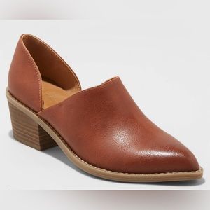 Universal Threads Women's Rylie Faux Leather Heeled Open Bootie -Cognac …